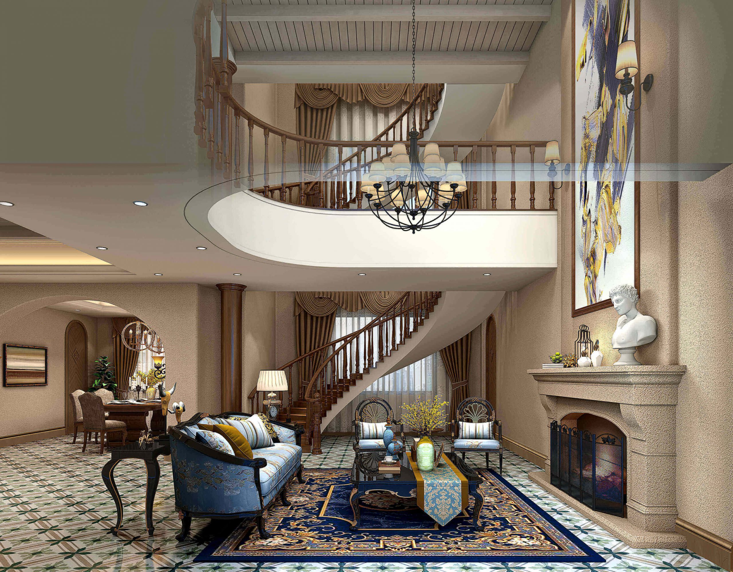 buy 3d interior renderings for American living room